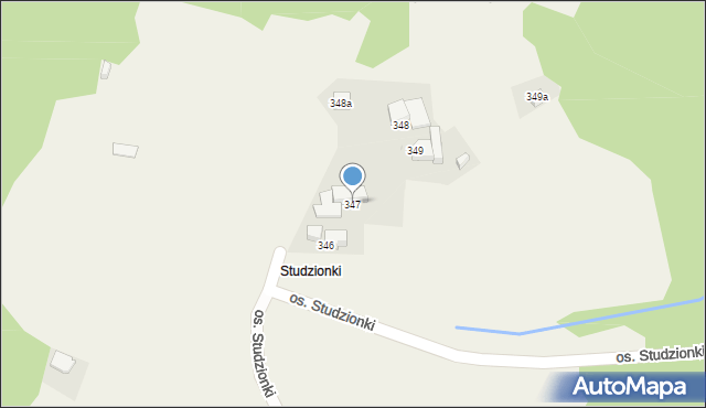 Ochotnica Górna, Osiedle Studzionki, 347, mapa Ochotnica Górna