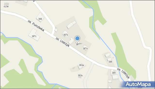 Ochotnica Górna, Osiedle Ustrzyk, 387, mapa Ochotnica Górna