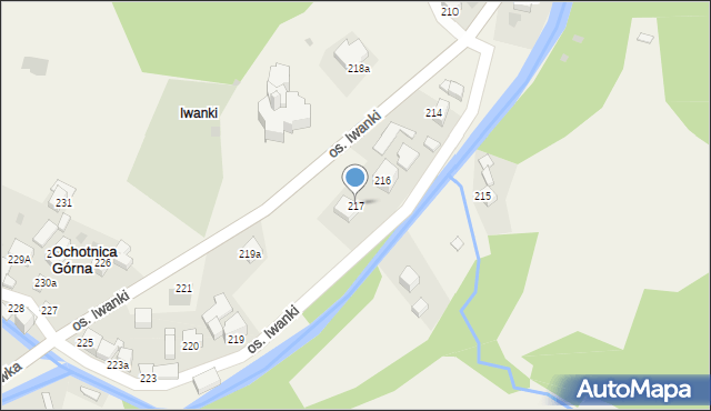 Ochotnica Górna, Osiedle Zawady, 217, mapa Ochotnica Górna