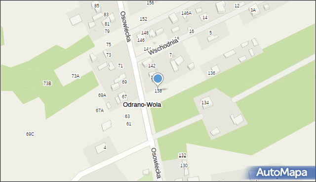 Odrano-Wola, Osowiecka, 138, mapa Odrano-Wola