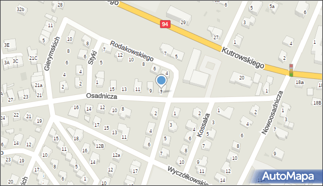 Oława, Osadnicza, 7, mapa Oława