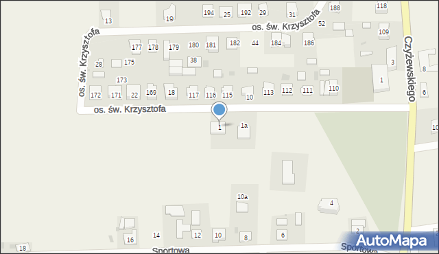 Opalenie, Osiedle św. Krzysztofa, 1, mapa Opalenie