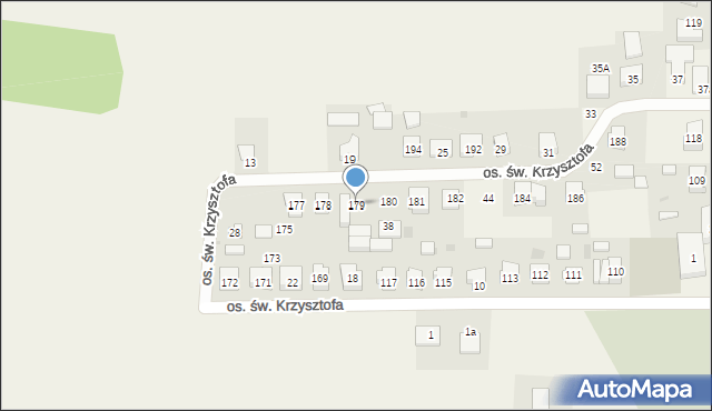 Opalenie, Osiedle św. Krzysztofa, 179, mapa Opalenie