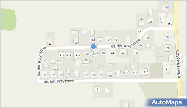 Opalenie, Osiedle św. Krzysztofa, 181, mapa Opalenie