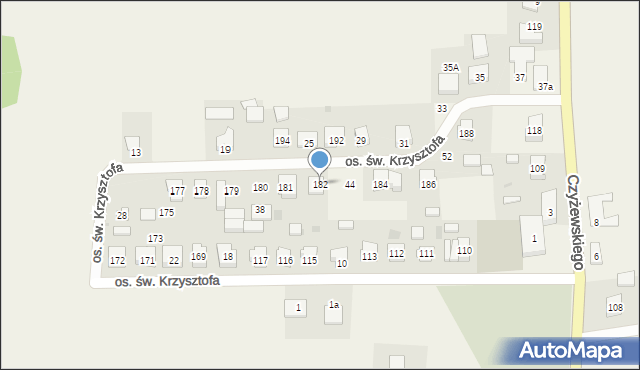 Opalenie, Osiedle św. Krzysztofa, 182, mapa Opalenie