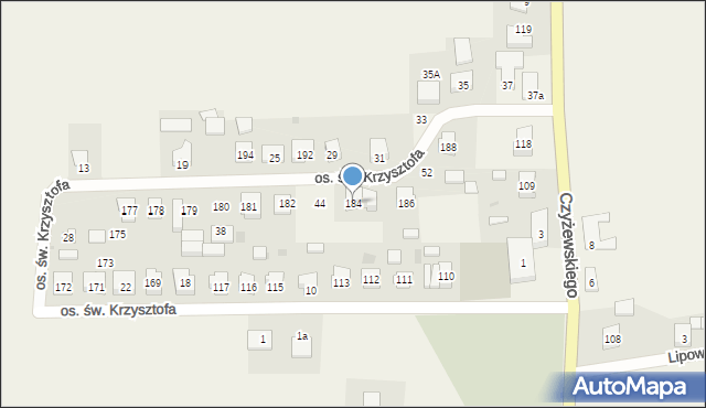 Opalenie, Osiedle św. Krzysztofa, 184, mapa Opalenie