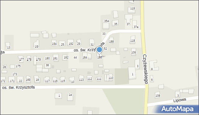 Opalenie, Osiedle św. Krzysztofa, 186, mapa Opalenie