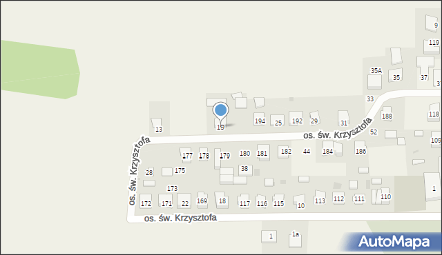 Opalenie, Osiedle św. Krzysztofa, 19, mapa Opalenie