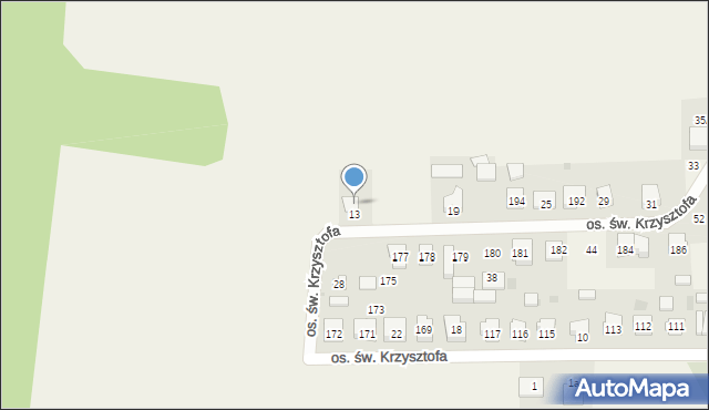 Opalenie, Osiedle św. Krzysztofa, 199, mapa Opalenie
