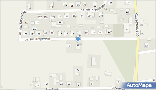 Opalenie, Osiedle św. Krzysztofa, 1a, mapa Opalenie
