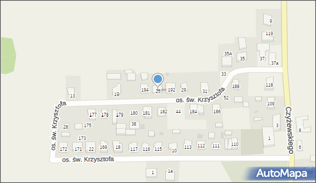 Opalenie, Osiedle św. Krzysztofa, 25, mapa Opalenie