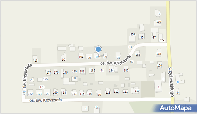 Opalenie, Osiedle św. Krzysztofa, 27, mapa Opalenie