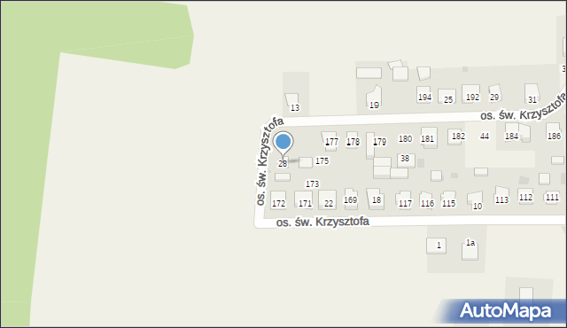 Opalenie, Osiedle św. Krzysztofa, 28, mapa Opalenie
