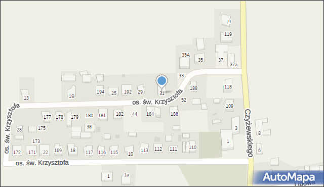 Opalenie, Osiedle św. Krzysztofa, 31, mapa Opalenie