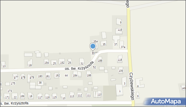 Opalenie, Osiedle św. Krzysztofa, 33, mapa Opalenie