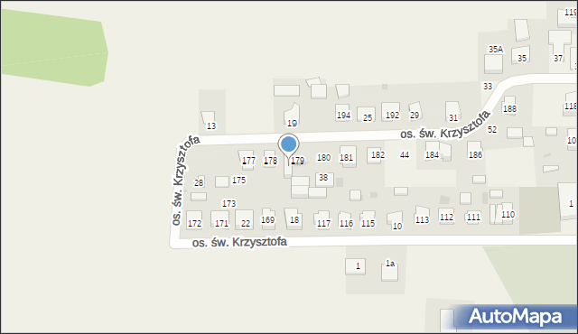 Opalenie, Osiedle św. Krzysztofa, 36, mapa Opalenie