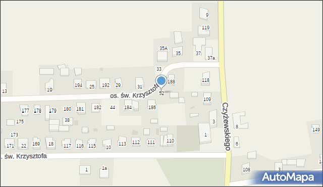 Opalenie, Osiedle św. Krzysztofa, 52, mapa Opalenie