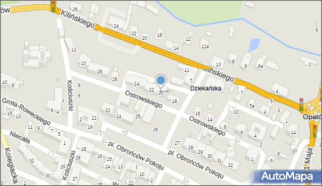 Opatów, Ostrowskiego-Cichego Bronisława, 20, mapa Opatów