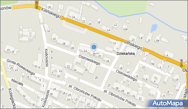 Opatów, Ostrowskiego-Cichego Bronisława, 22, mapa Opatów