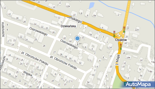 Opatów, Ostrowskiego-Cichego Bronisława, 8, mapa Opatów