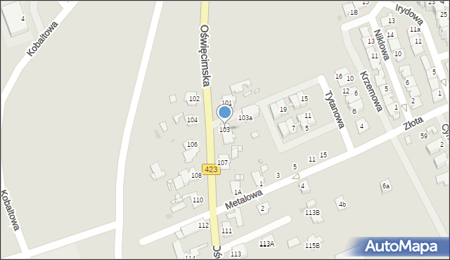 Opole, Oświęcimska, 103, mapa Opola