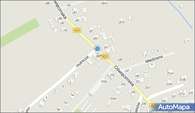 Opole, Oświęcimska, 198, mapa Opola