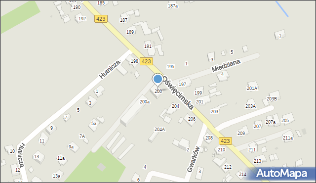 Opole, Oświęcimska, 200, mapa Opola