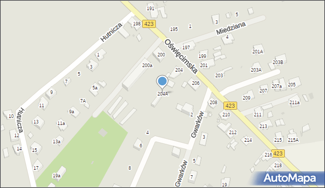 Opole, Oświęcimska, 204A, mapa Opola