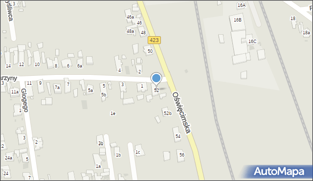 Opole, Oświęcimska, 52, mapa Opola