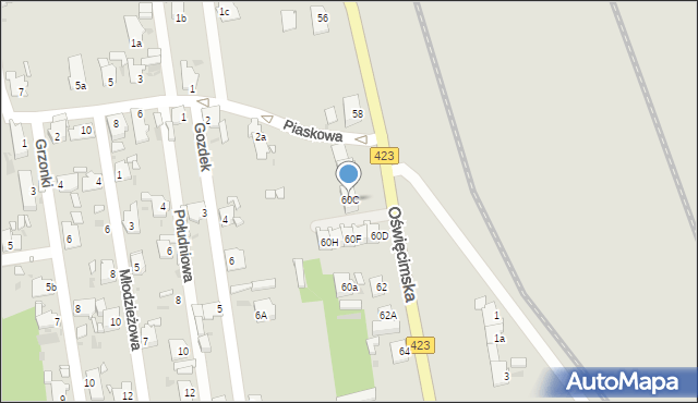 Opole, Oświęcimska, 60C, mapa Opola