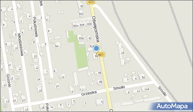 Opole, Oświęcimska, 64, mapa Opola