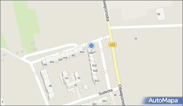 Opole, Oświęcimska, 84A, mapa Opola