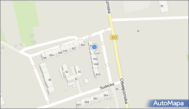 Opole, Oświęcimska, 84C, mapa Opola