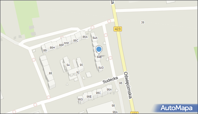 Opole, Oświęcimska, 84E, mapa Opola
