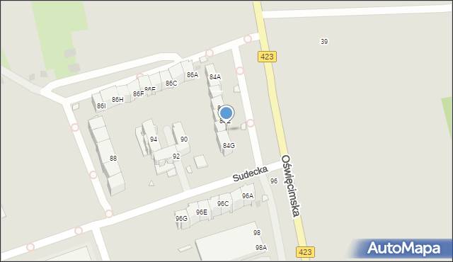Opole, Oświęcimska, 84F, mapa Opola