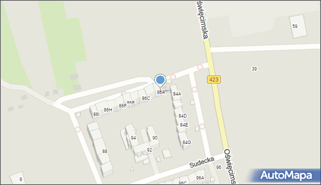 Opole, Oświęcimska, 86A, mapa Opola