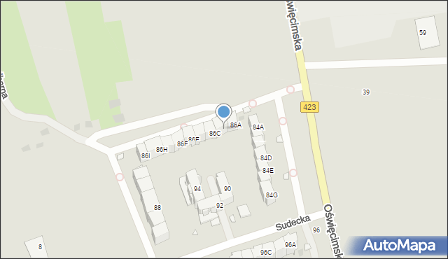 Opole, Oświęcimska, 86B, mapa Opola