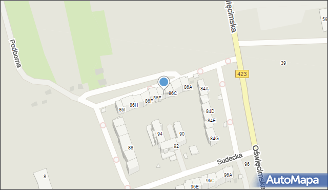 Opole, Oświęcimska, 86D, mapa Opola