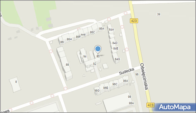 Opole, Oświęcimska, 90, mapa Opola