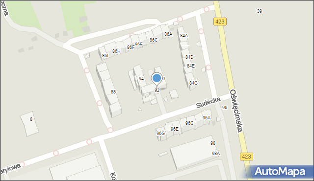 Opole, Oświęcimska, 92, mapa Opola