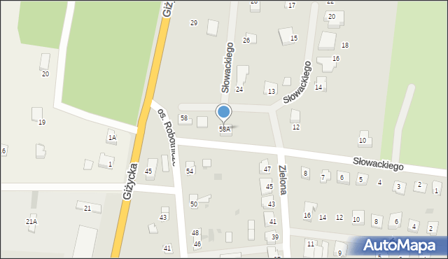 Orzysz, Osiedle Robotnicze, 58A, mapa Orzysz