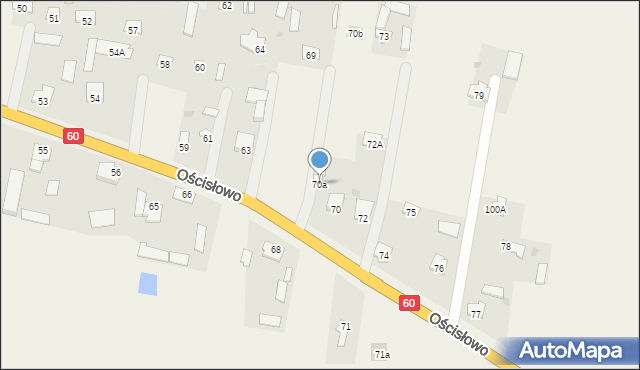 Ościsłowo, Ościsłowo, 70a, mapa Ościsłowo