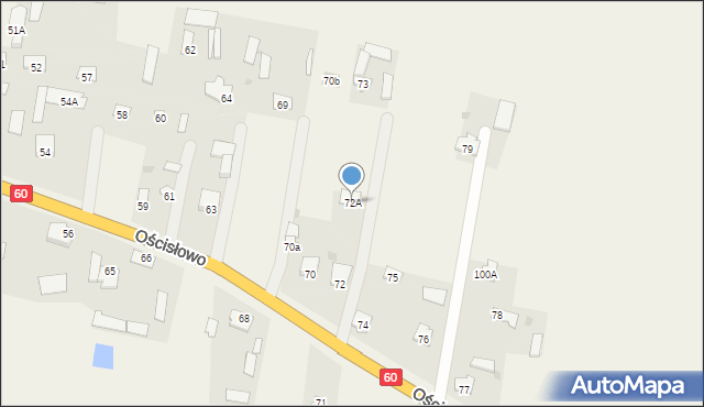 Ościsłowo, Ościsłowo, 72A, mapa Ościsłowo