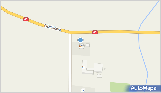 Ościsłowo, Ościsłowo, 80, mapa Ościsłowo