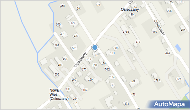 Osieczany, Osieczany, 187, mapa Osieczany