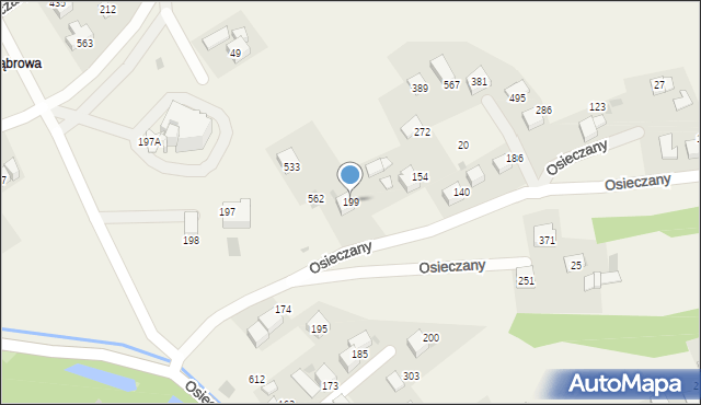 Osieczany, Osieczany, 199, mapa Osieczany