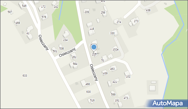 Osieczany, Osieczany, 215, mapa Osieczany