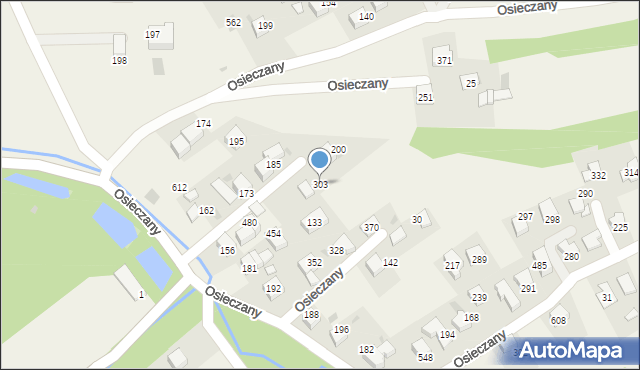 Osieczany, Osieczany, 303, mapa Osieczany