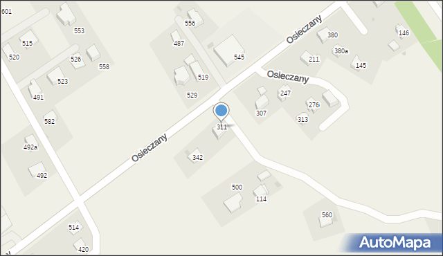 Osieczany, Osieczany, 311, mapa Osieczany