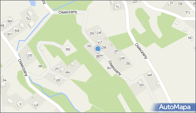 Osieczany, Osieczany, 382, mapa Osieczany